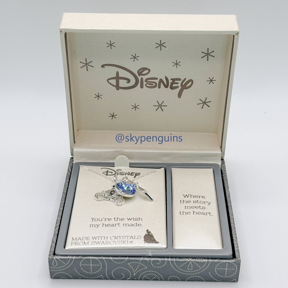 Disney Cinderella Fine Silver Plated 18" Necklace with Swarovski Crystals